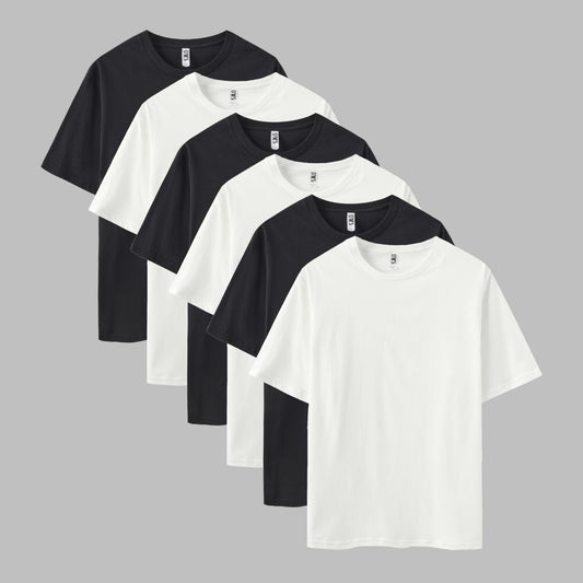 Solid 6-Pack Crew Neck（Black/White）