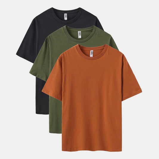 Solid 3-Pack Crew Neck（Black/Surplus Green/Cinnamon Stick）