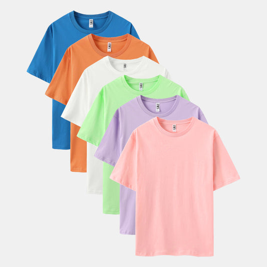 Solid 6-Pack Crew Neck（Turquoise/Desert Orange/White/Keywest/Soft Violet/Cupid）